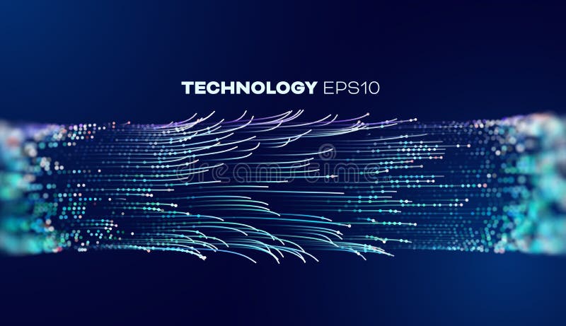 Futuristic data stream vector background. Data transfer technology. Cyberpunk technology stock illustration
