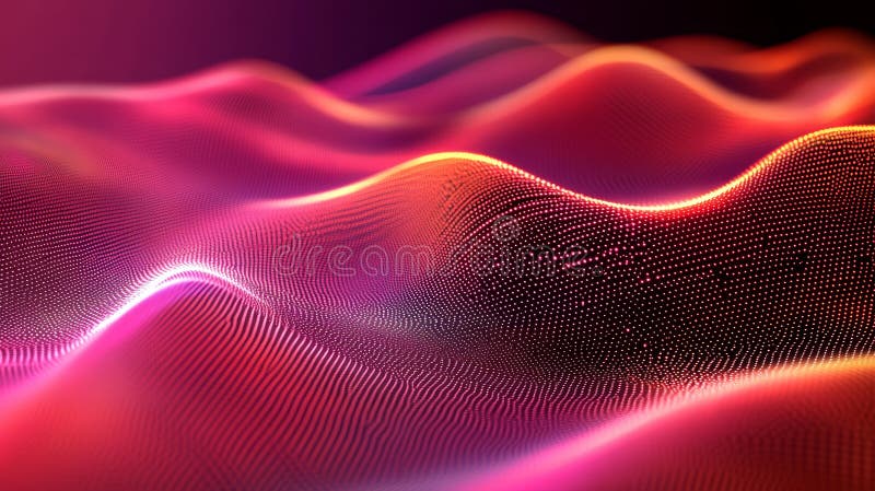 Futuristic Data Stream Visual with Flowing Waves in Vibrant Purple and Orange Tones vector illustration