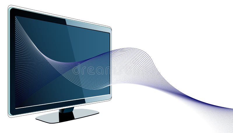 Futuristic design with tv and wavy lines