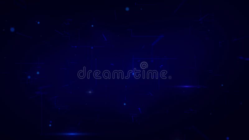 Futuristic digital background with glowing neon blue lines and particles on dark space. Abstract technology network animation. vector illustration