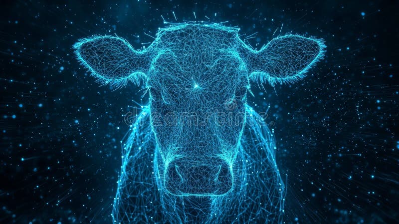 Futuristic Digital Cow Concept with High-Tech Features stock photos
