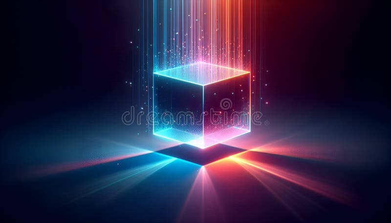 Futuristic digital cube symbolizing blockchain\'s secure, innovative approach to digital transactions vector illustration