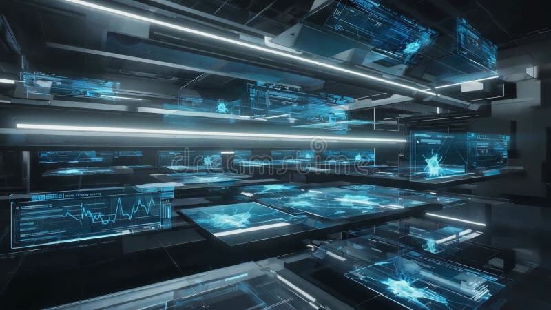 Futuristic Digital Data Analysis in a High-Tech Virtual Environment Generative AI vector illustration