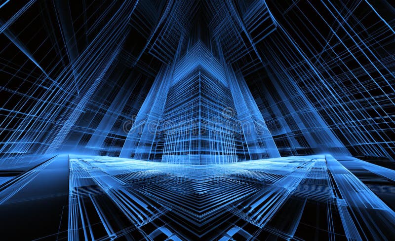 Futuristic Digital Grid Matrix Background with Abstract Art and Technology Elements stock images