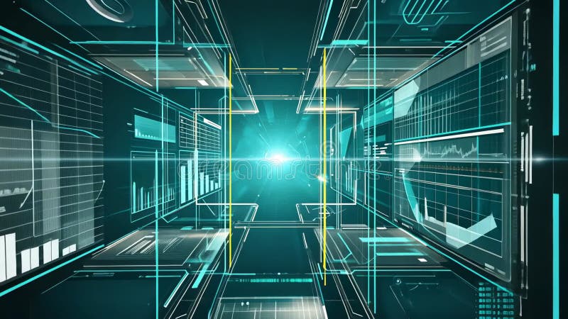 Futuristic Digital Interface with Data Visualization for Technology Design Generative AI royalty free illustration