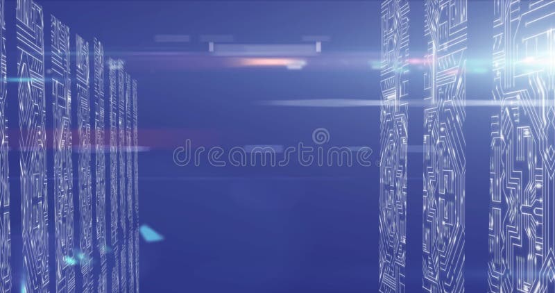 Futuristic digital interface with glowing circuit patterns in virtual space royalty free illustration
