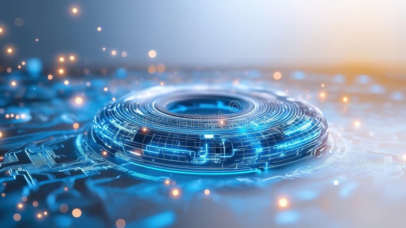 Futuristic digital interface with glowing patterns and circuits vector illustration