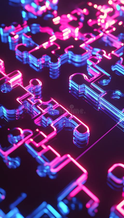 Futuristic Digital Puzzle Display stock illustration