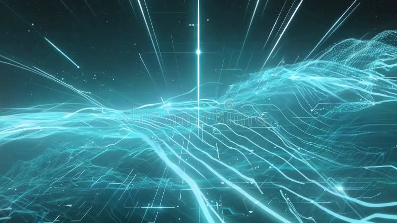 Futuristic Digital Wave with Abstract Light Trails for Technology Design Generative AI vector illustration