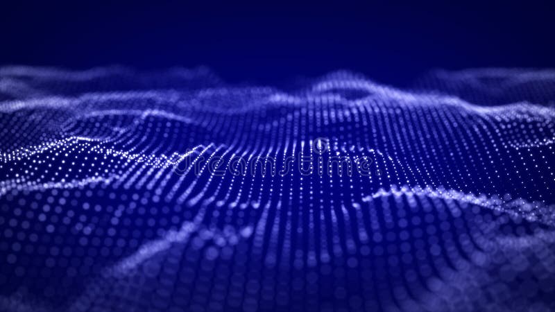 Futuristic digital wave. Dark cyberspace. Abstract wave with dots. White moving particles on background. 3d rendering royalty free stock photos
