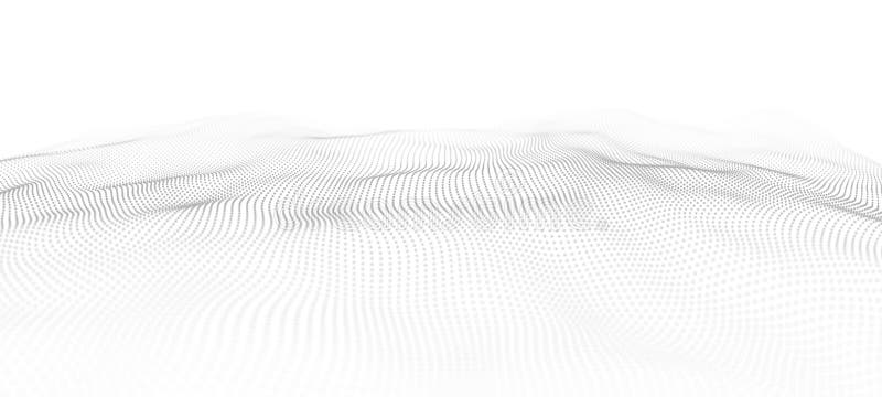 Futuristic dot wave. Abstract digital background. Network connection structure. 3D rendering stock illustration