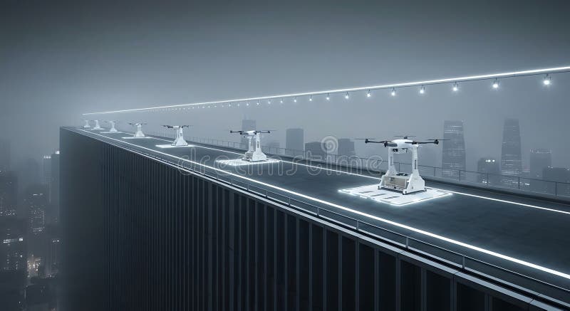 Futuristic Drone Logistics Hub in a Smart City royalty free illustration