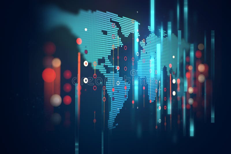 Futuristic earth map technology abstract background stock illustration