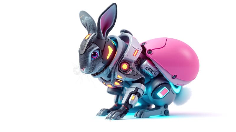 A Futuristic Easter Bunny Cyberpunk Style Meets Easter Tech in Glowing ...