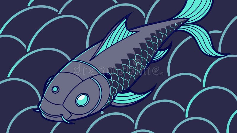 Futuristic Fish with Glowing Circuitry Pattern, vector design Generative AI royalty free illustration