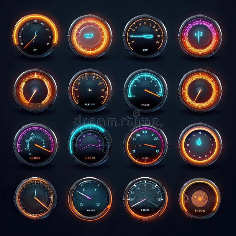 Futuristic games speedometer vector illustration.