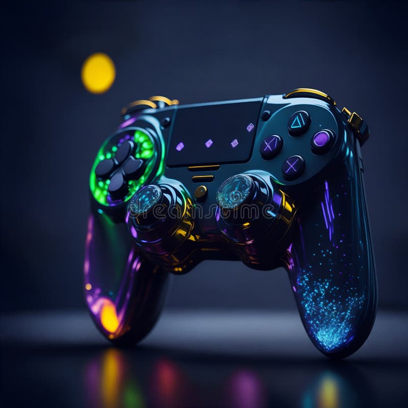 Premium Vector  Future neon gamepad for video games joystick with light  effect for game console vector illustration