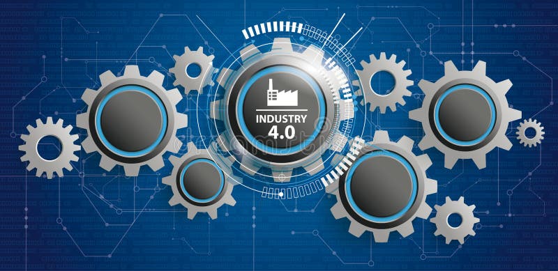 Industry 4.0 Futuristic Gear Wheels Circuit Board Banner