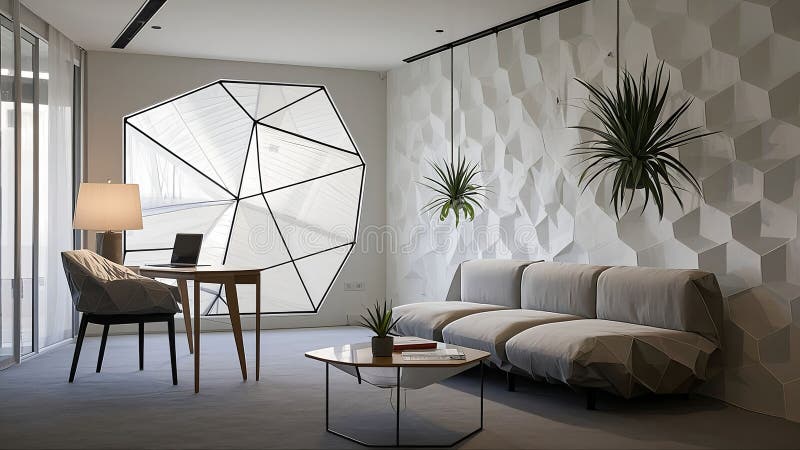 Futuristic Geometric Space: A Symphony of Light, Shadow, and Art