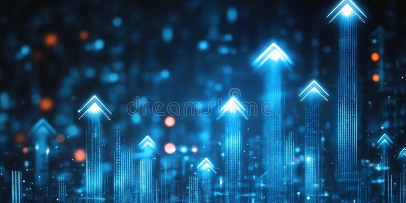 Futuristic Global Communication Network Concept with Modern Arrow Boost Diagram for Success vector illustration