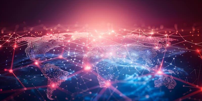 Futuristic global network map with digital technology and big data concept. Concept Futuristic royalty free illustration