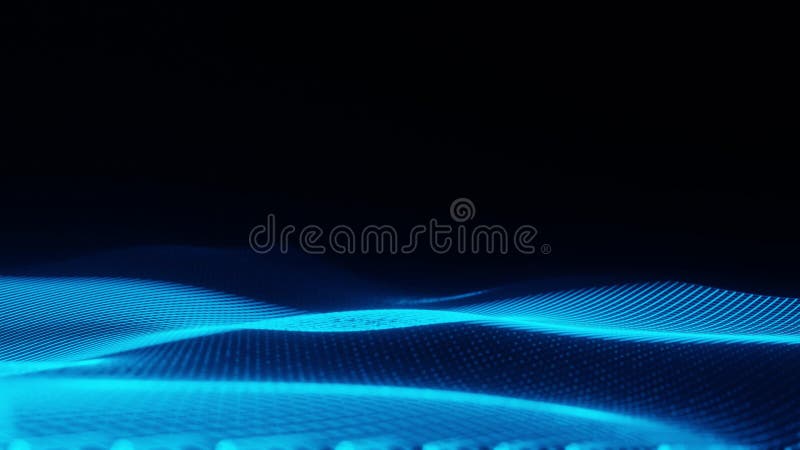 Futuristic glowing blue energy wave animation Digital 3d rendering stock illustration
