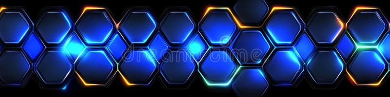 Futuristic Glowing Blue Hexagon Network, Technology Abstract Background, Vector Graphic stock illustration