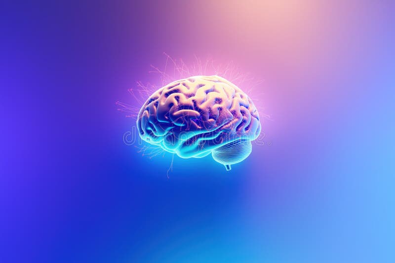 Futuristic glowing brain with digital sparks and activity vector illustration