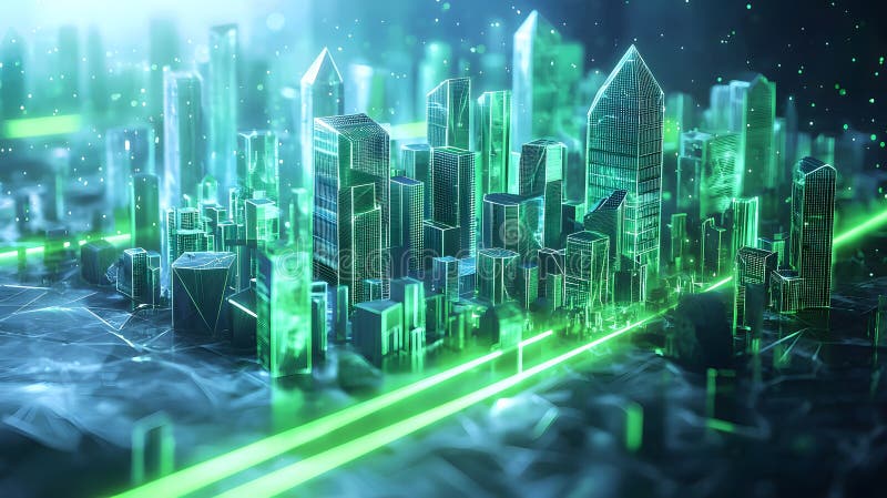 Futuristic Glowing Cityscape with Abstract Elements royalty free illustration