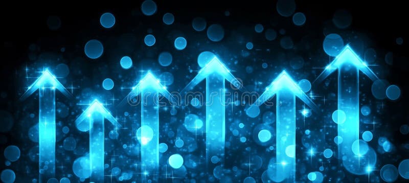 Futuristic Glowing Cyan Innovation Lines Creating an Upward Trend Path for Success and Progress royalty free illustration