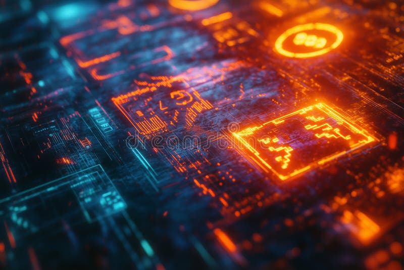 Futuristic glowing graphs demonstrating advanced data visualization and digital interaction in a high-tech environment royalty free stock photography