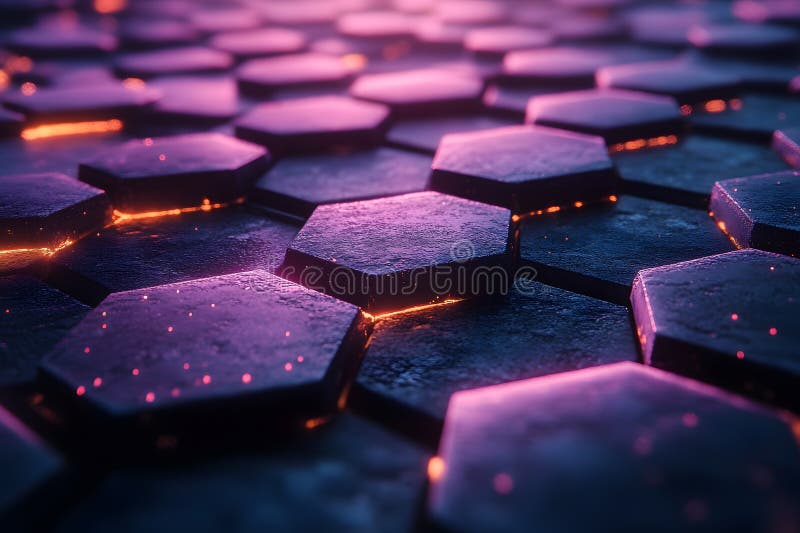 Futuristic Glowing Hexagonal Surface - Digital Tech and Innovation Generative AI stock illustration
