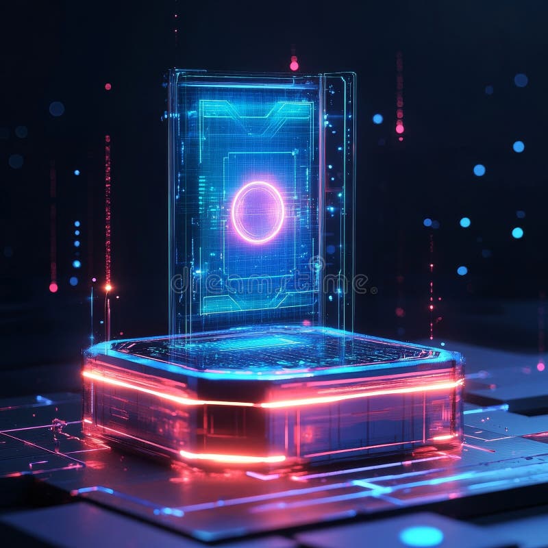 Futuristic glowing hologram on a dark background d rendering cyber cyberspace com libre illustration
