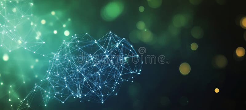 Futuristic Glowing Nodes and Blurred Dots Illustrating Advanced Data Communication Concepts royalty free illustration
