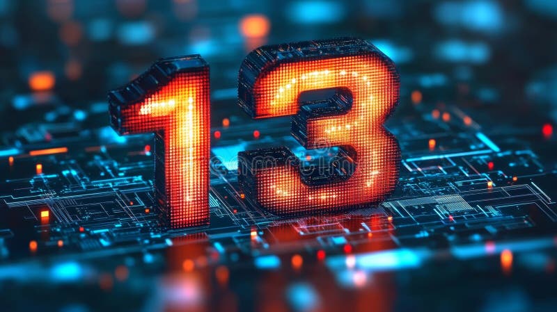Thirteen digital number 13 stock vector. Illustration of symbol