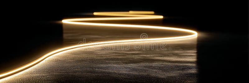 Futuristic Glowing Pathway Illuminated in a Dark Room on Concrete Floor, Ideal for Copy Space royalty free illustration