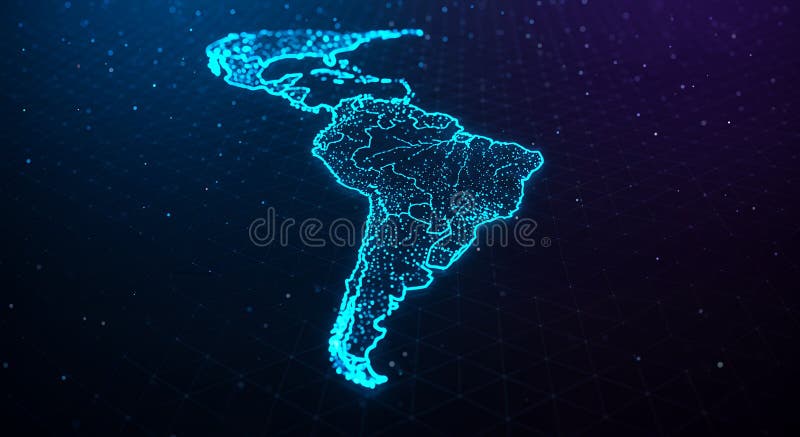 Futuristic Glowing South America Map: Digital Network & Connectivity ...
