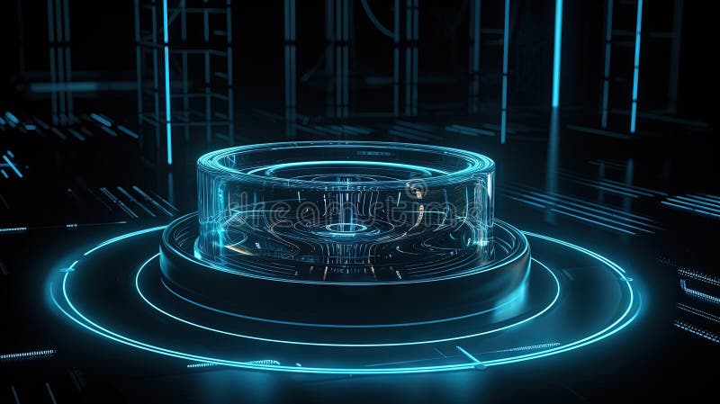 Futuristic graphic interface, technology abstract. Glowing HUD, science fiction abstract element. stock images