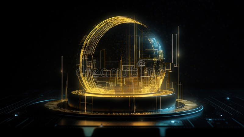 Futuristic graphic interface, technology abstract. Glowing HUD, science fiction abstract element. stock photography
