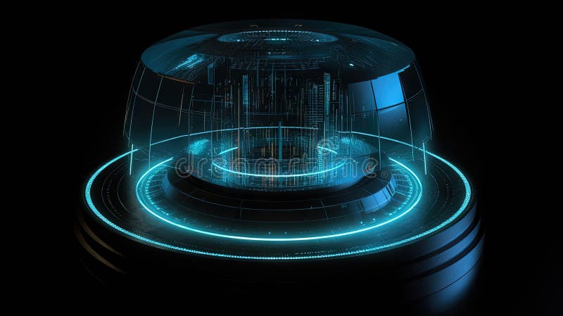 Futuristic graphic interface, technology abstract. Glowing HUD, science fiction abstract element. stock image