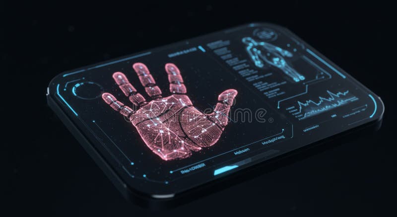 Futuristic Hand Biometric Scan Interface royalty free illustration