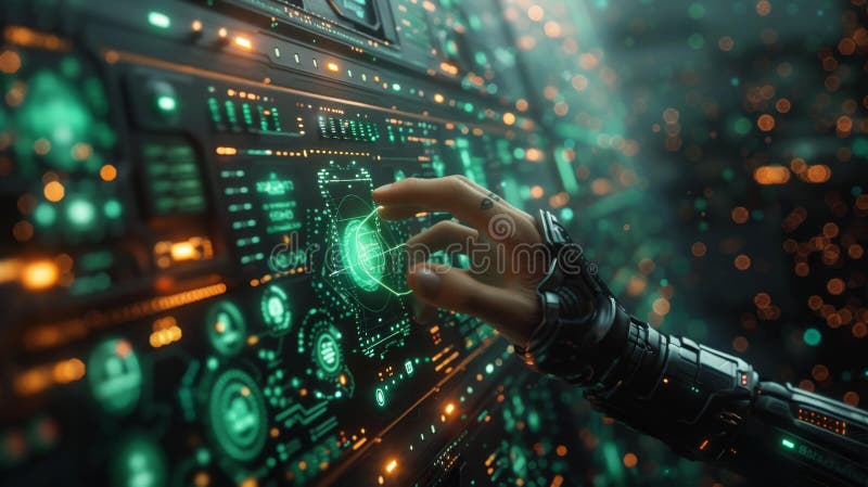 Futuristic hand interface technology - generative ai vector illustration