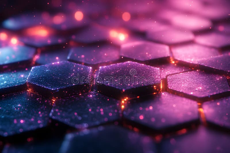 Futuristic Hexagonal Pattern Design with Glowing Abstract Background Generative AI royalty free illustration