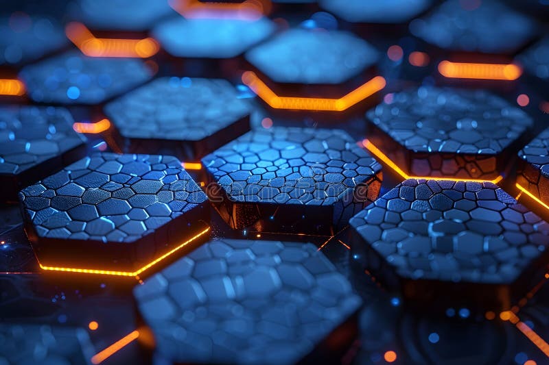 Futuristic Hexagonal Pattern with Glowing Edges - Technology, Innovation, and Digital Design for Posters and Websites vector illustration
