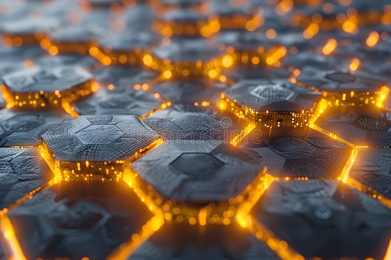 Futuristic Hexagonal Technology Concept with Glowing Connections for Digital Design and Innovation Themed Projects stock illustration
