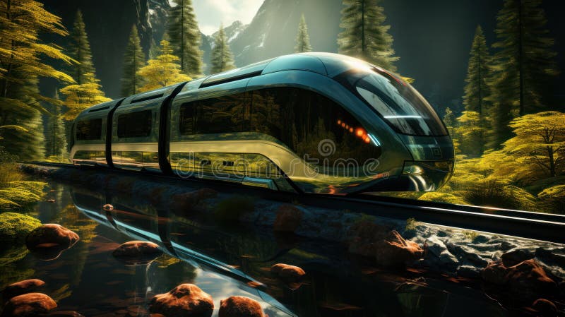 Futuristic high speed express passenger train. royalty free stock photography