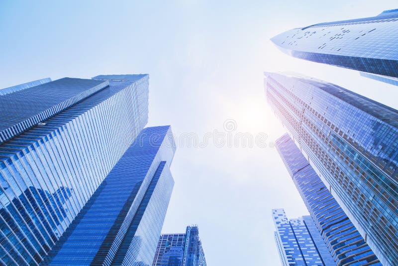 Futuristic high tech background, business office modern buildings stock photos