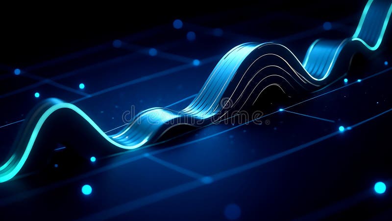Futuristic HighContrast 3D Graph Visualizer med växlande datanoder stock illustrationer