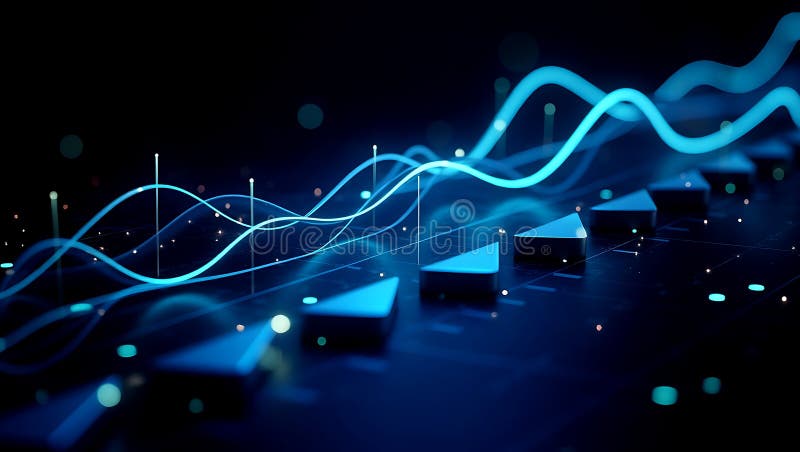 Futuristic HighContrast 3D Graph Visualizer med växlande datanoder stock illustrationer