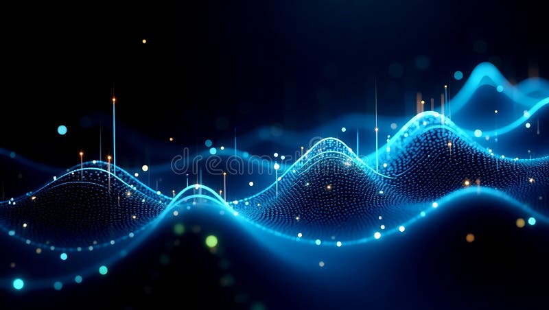 Futuristic HighContrast 3D Graph Visualizer med växlande datanoder stock illustrationer